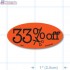 33% Off Fluorescent Red Oval Reduction Merchandising Labels - Copyright - A1PKG.com SKU - 14994