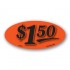 $1.50 Fluorescent Red Oval Merchandising Price Label Copyright A1PKG.com - 14414