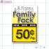 Family Pack Save 50¢ per kg Bright Yellow Rectangle Merchandising Labels - Copyright - A1PKG.com SKU - 15105