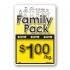 Family Pack Save $1.00 per kg Bright Yellow Rectangle Merchandising Labels - Copyright - A1PKG.com SKU - 15110