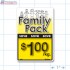 Family Pack Save $1.00 per kg Bright Yellow Rectangle Merchandising Labels - Copyright - A1PKG.com SKU - 15110