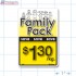 Family Pack Save $1.30 per kg Bright Yellow Rectangle Merchandising Labels - Copyright - A1PKG.com SKU - 15111