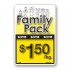 Family Pack Save $1.50 per kg Bright Yellow Rectangle Merchandising Labels - Copyright - A1PKG.com SKU - 15112