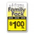 Family Pack Save $1.00 per lb Bright Yellow Rectangle Merchandising Labels - Copyright - A1PKG.com SKU - 15123