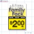 Family Pack Save $2.00 per lb Bright Yellow Rectangle Merchandising Labels - Copyright - A1PKG.com SKU - 15126