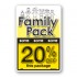 Family Pack Save 20% per kg Bright Yellow Rectangle Merchandising Labels - Copyright - A1PKG.com SKU - 15127