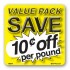 Value Pack Save 10¢ per lb Merchandising Label Copyright A1PKG.com - 15214