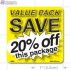 Value Pack Save 20% OFF Merchandising Label Copyright A1PKG.com - 15227