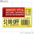 Instant Savings $1.00 off Coupon Full Color Rectangle Merchandising Labels - Copyright - A1PKG.com SKU -  15303