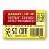 Instant Savings 50¢ off Coupon Full Color Rectangle Merchandising Labels - Copyright - A1PKG.com SKU -  15308