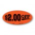 $2.00 Off Fluorescent Red Oval Merchandising Labels - Copyright - A1PKG.com SKU - 15322