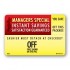 Instant Savings "Custom Imprinted Value" Coupon Full Color Rectangle Merchandising Labels - Copyright - A1PKG.com SKU -  153XX