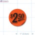 $2.50 Fluorescent Red Circle Merchandising Price Label Copyright A1PKG.com - 15537