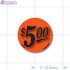 $5.00 Fluorescent Red Circle Merchandising Price Label Copyright A1PKG.com - 15547