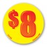$8 Bright Yellow Circle Merchandising Price Label Copyright A1PKG.com - 15708