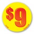 $9 Bright Yellow Circle Merchandising Price Label Copyright A1PKG.com - 15709