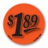 $1.89 Fluorescent Red Circle Merchandising Price Label Copyright A1PKG.com - 15513