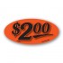$2.00 Fluorescent Red Oval Merchandising Price Label Copyright A1PKG.com - 14421