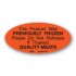 Previously Frozen Do Not Refreeze Fluorescent Red Oval Merchandising Labels - Copyright - A1PKG.com SKU - 20220