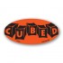 Cubed Fluorescent Red Oval Merchandising Labels - Copyright - A1PKG.com SKU - 20539