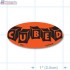 Cubed Fluorescent Red Oval Merchandising Labels - Copyright - A1PKG.com SKU - 20539