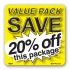 Value Pack Save 20% OFF Merchandising Label Copyright A1PKG.com - 15227