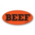 Beef Fluorescent Red Oval Merchandising Label Copyright A1PKG.com - 21501