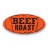 Beef Roast  Fluorescent Red Oval Merchandising Label Copyright A1PKG.com - 21519
