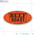 Beef Roast  Fluorescent Red Oval Merchandising Label Copyright A1PKG.com - 21519