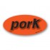 Pork Fluorescent Red Oval Merchandising Label Copyright A1PKG.com - 21601