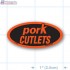 Pork Cutlets Fluorescent Red Oval Merchandising Labels - Copyright - A1PKG.com SKU - 21605