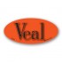Veal Fluorescent Red Oval Merchandising Label Copyright A1PKG.com - 21801