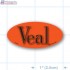 Veal Fluorescent Red Oval Merchandising Label Copyright A1PKG.com - 21801