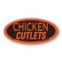 Chicken Cutlets Fluorescent Red Oval Merchandising Label Copyright A1PKG.com - 22104