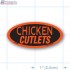 Chicken Cutlets Fluorescent Red Oval Merchandising Label Copyright A1PKG.com - 22104
