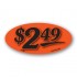 $2.49 Fluorescent Red Oval Merchandising Price Label Copyright A1PKG.com - 14426