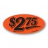 $2.75 Fluorescent Red Oval Merchandising Price Label Copyright A1PKG.com - 14430