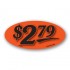 $2.79 Fluorescent Red Oval Merchandising Price Label Copyright A1PKG.com - 14431