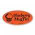 Blueberry Muffin Fluorescent Red Oval Merchandising Labels - Copyright - A1PKG.com SKU - 32003