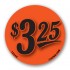 $3.25 Fluorescent Red Circle Merchandising Price Label Copyright A1PKG.com - 15540