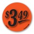 $3.49 Fluorescent Red Circle Merchandising Price Label Copyright A1PKG.com - 15526
