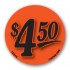 $4.50 Fluorescent Red Circle Merchandising Price Label Copyright A1PKG.com - 15545