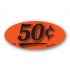 50¢ Fluorescent Red Oval Merchandising Price Label Copyright A1PKG.com - 14402