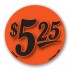 $5.25 Fluorescent Red Circle Merchandising Price Label Copyright A1PKG.com - 15548