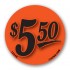 $5.50 Fluorescent Red Circle Merchandising Price Label Copyright A1PKG.com - 15549