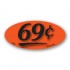 69¢ Fluorescent Red Oval Merchandising Price Label Copyright A1PKG.com - 14404