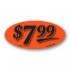 $7.99 Fluorescent Red Oval Merchandising Labels - Copyright - A1PKG.com SKU # 14454