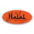 Halal Fluorescent Red Oval Merchandising Label Copyright A1PKG.com - 20959