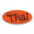 Thai- With Translation Fluorescent Red Oval Merchandising Label Copyright A1PKG.com - 10903