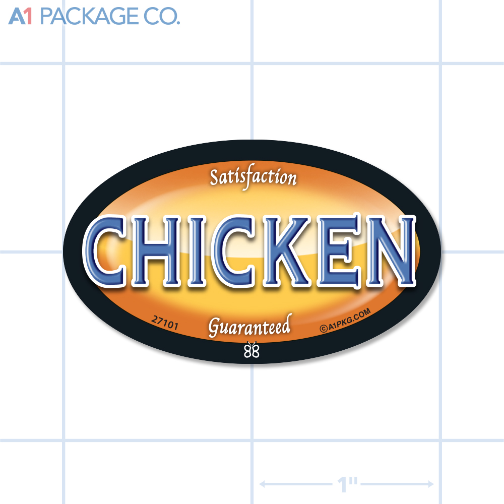 Chicken Label Full Color Oval (2x1.2 Inch) 500/roll